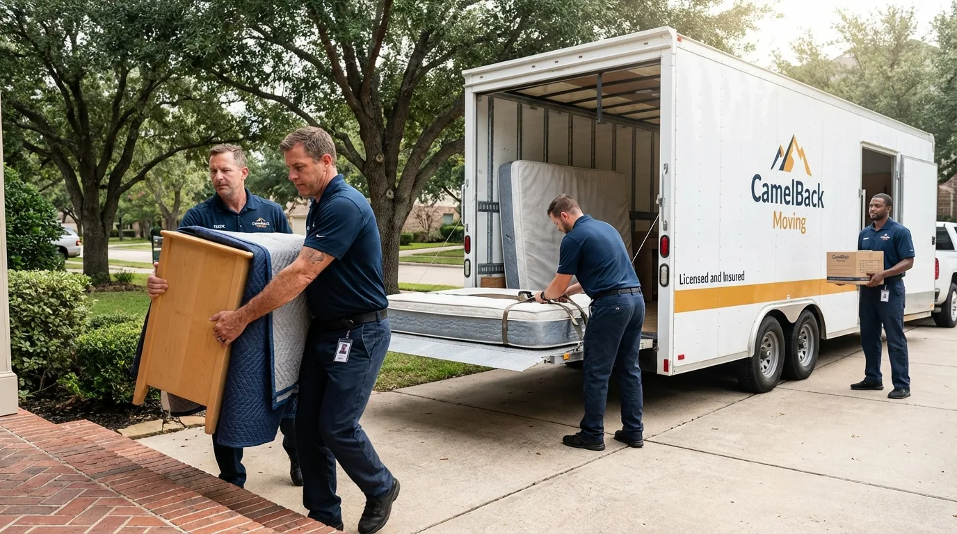Crew loading residential truck for cross-state move from Roundup, MT